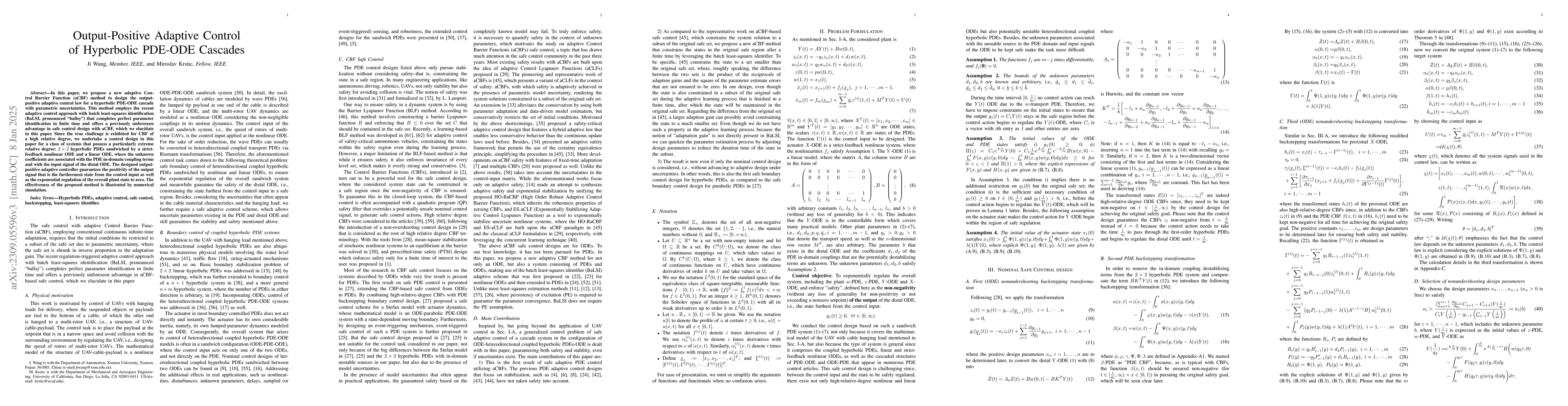 Thumbnail for Safe Adaptive Control of Hyperbolic PDE-ODE Cascades