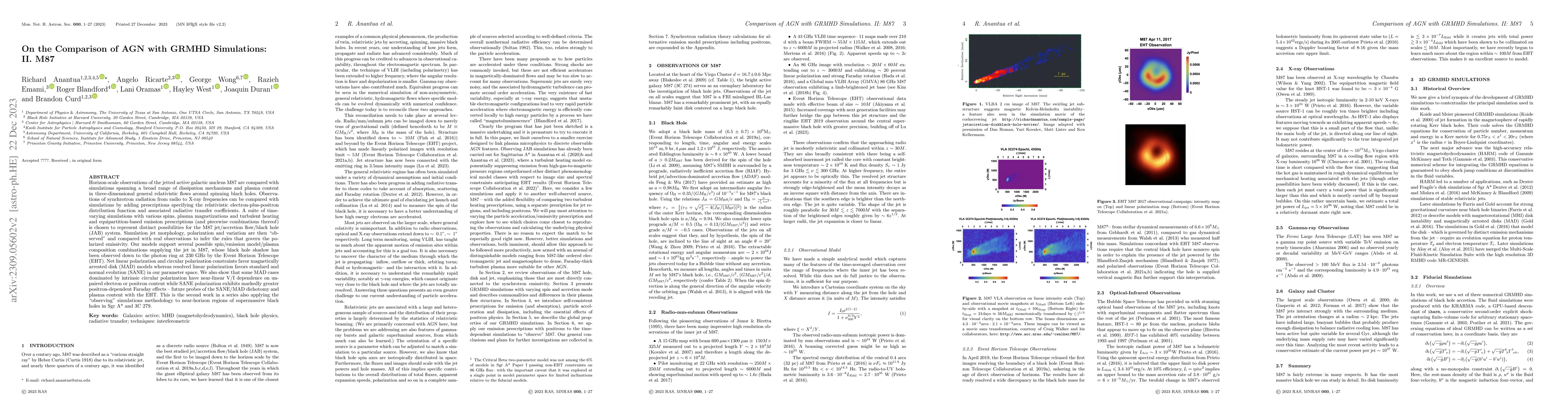 Thumbnail for On the Comparison of AGN with GRMHD Simulations: II. M87
