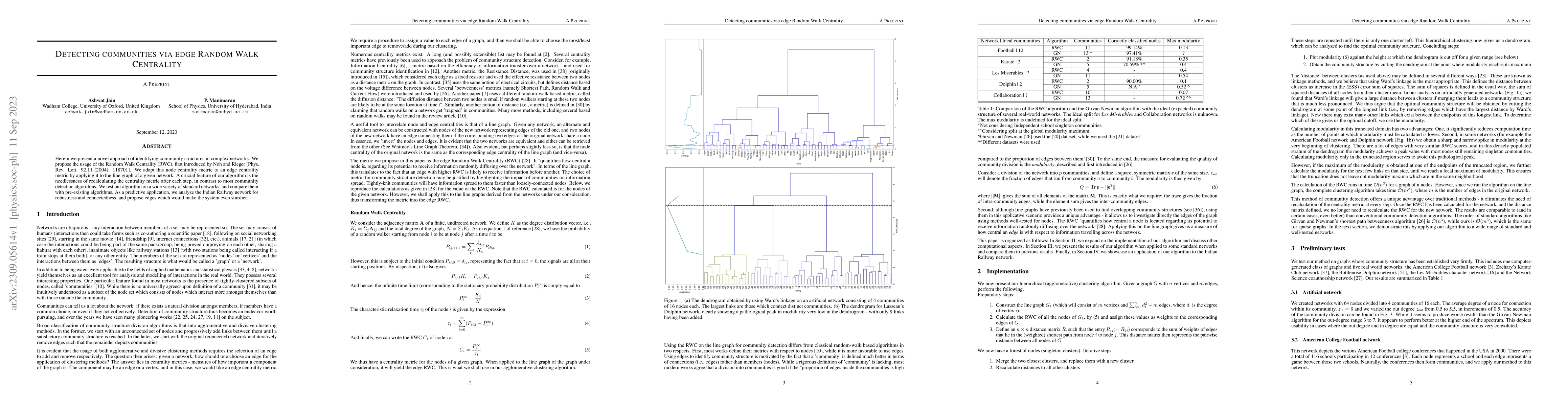 Thumbnail for Detecting communities via edge Random Walk Centrality