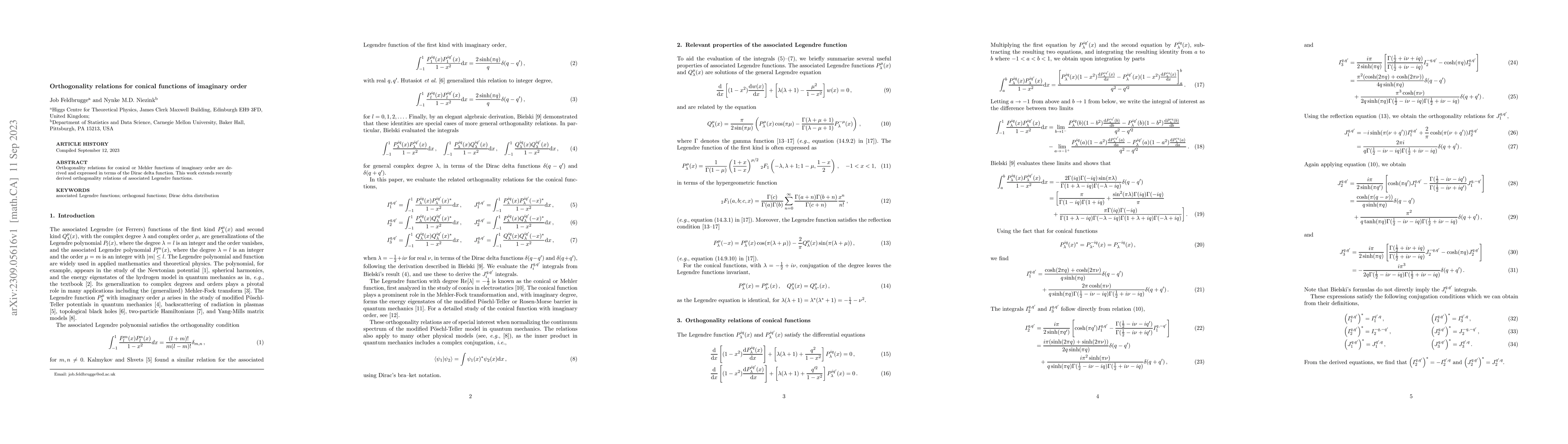 Thumbnail for Orthogonality relations for conical functions of imaginary order
