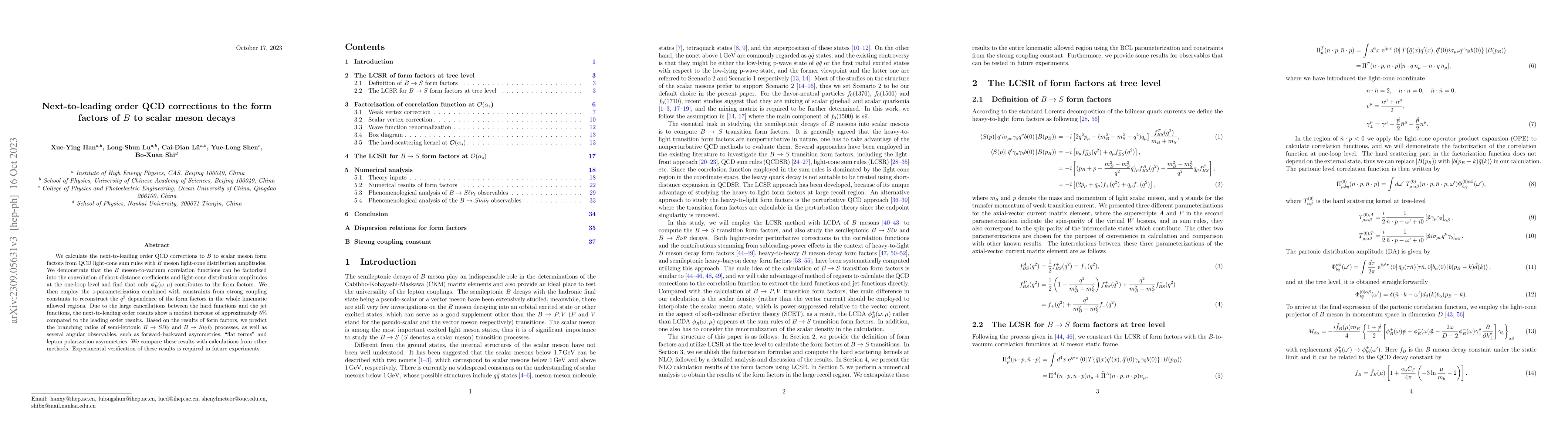 Thumbnail for Next-to-leading order QCD corrections to the form factors of $B$ to
  scalar meson decays