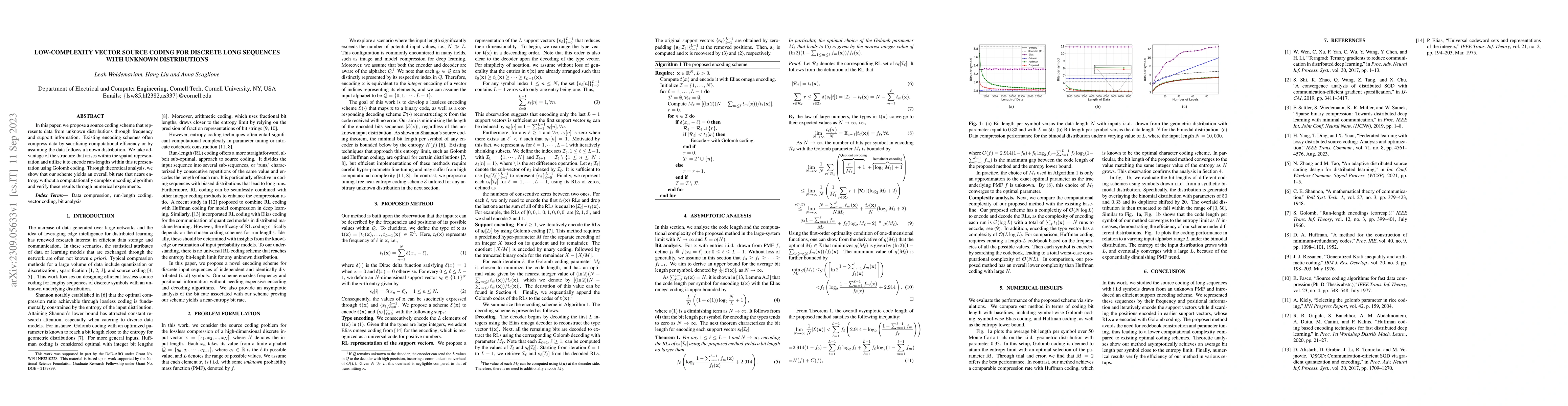 Thumbnail for Low-Complexity Vector Source Coding for Discrete Long Sequences with
  Unknown Distributions