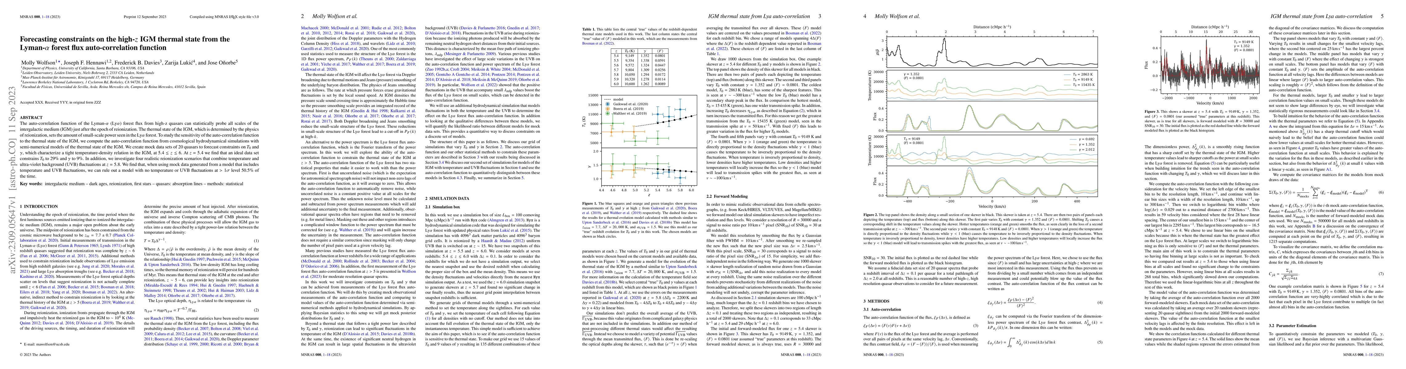 Thumbnail for Forecasting constraints on the high-z IGM thermal state from the
  Lyman-$\alpha$ forest flux auto-correlation function