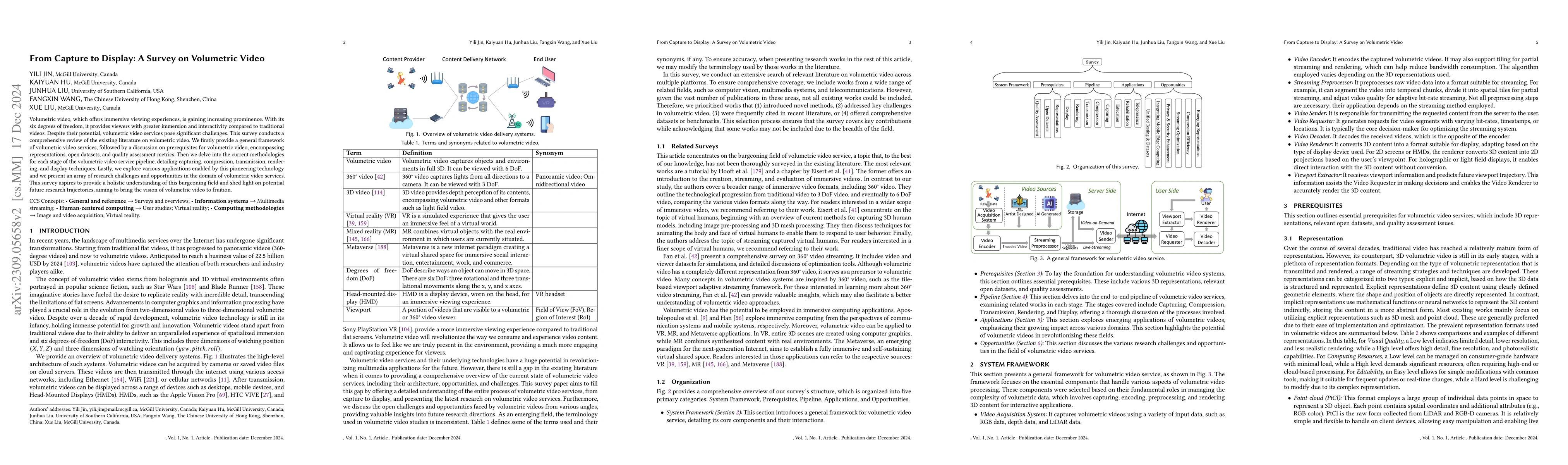 Thumbnail for From Capture to Display: A Survey on Volumetric Video