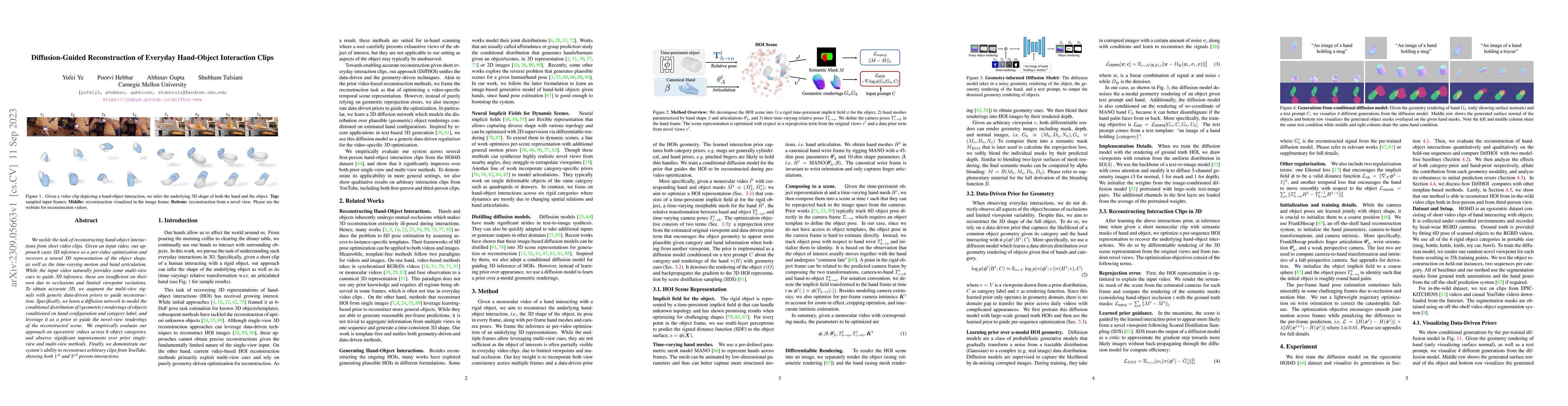 Thumbnail for Diffusion-Guided Reconstruction of Everyday Hand-Object Interaction
  Clips