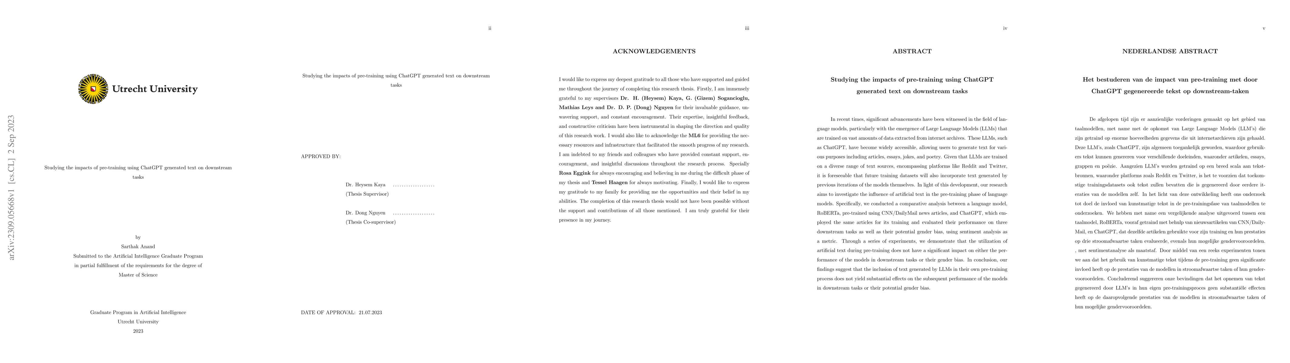 Thumbnail for Studying the impacts of pre-training using ChatGPT-generated text on
  downstream tasks
