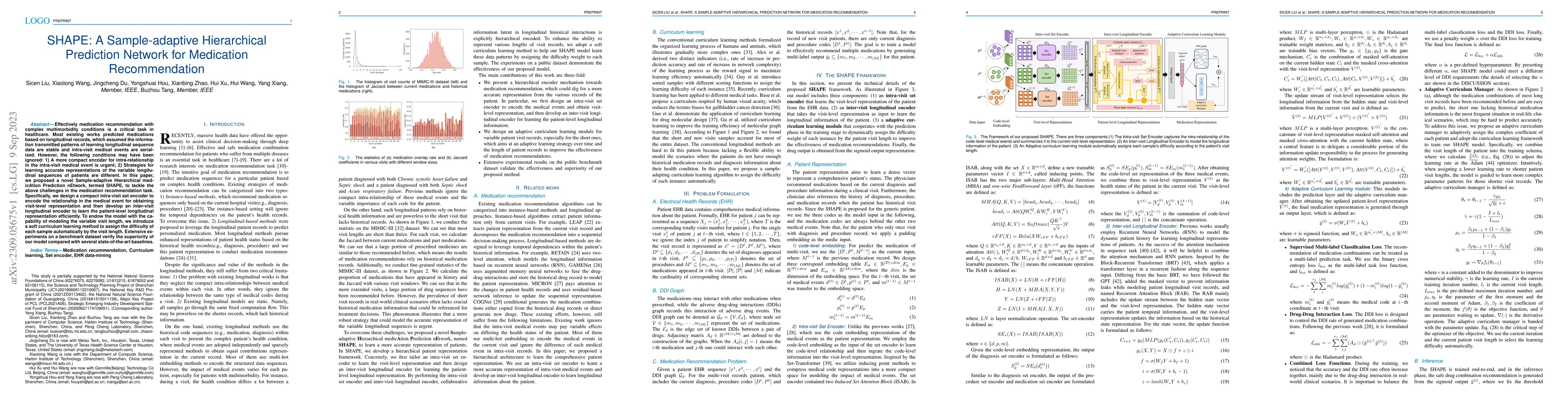 Thumbnail for SHAPE: A Sample-adaptive Hierarchical Prediction Network for Medication
  Recommendation