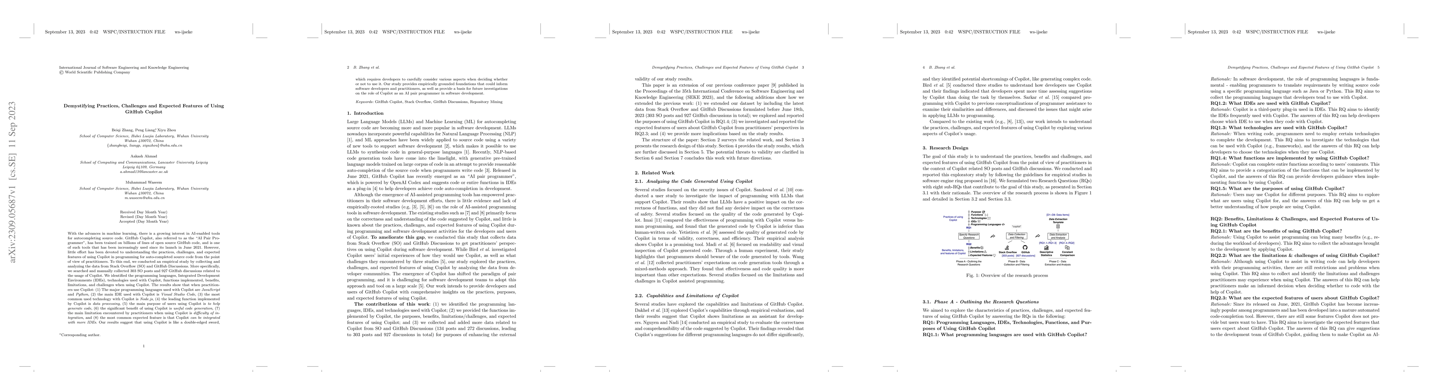 Thumbnail for Demystifying Practices, Challenges and Expected Features of Using GitHub
  Copilot