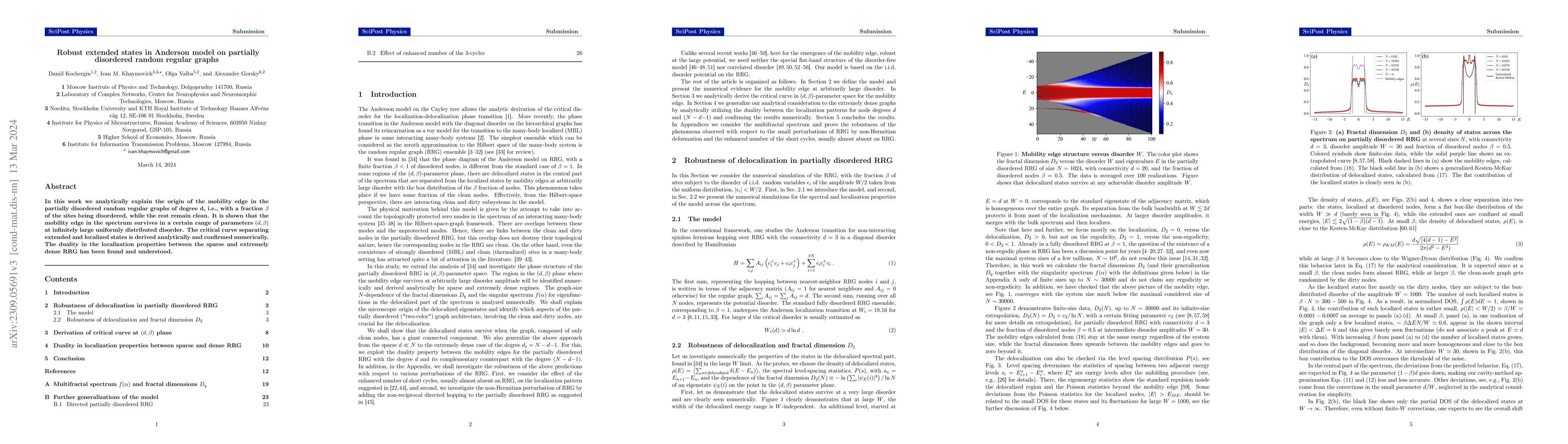 Thumbnail for Robust extended states in Anderson model on partially disordered random
  regular graphs