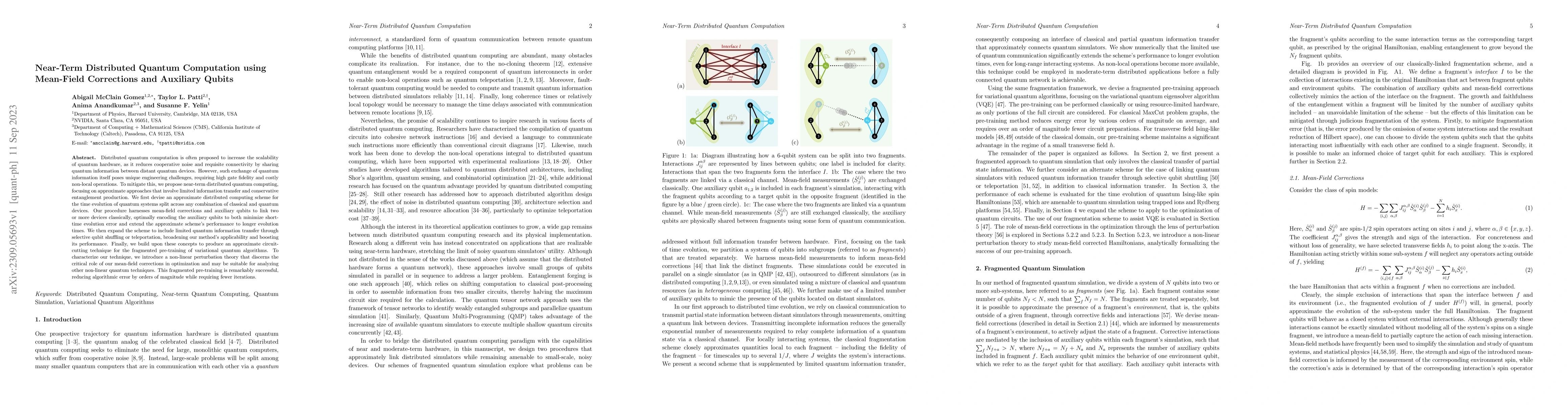 Thumbnail for Near-Term Distributed Quantum Computation using Mean-Field Corrections
  and Auxiliary Qubits