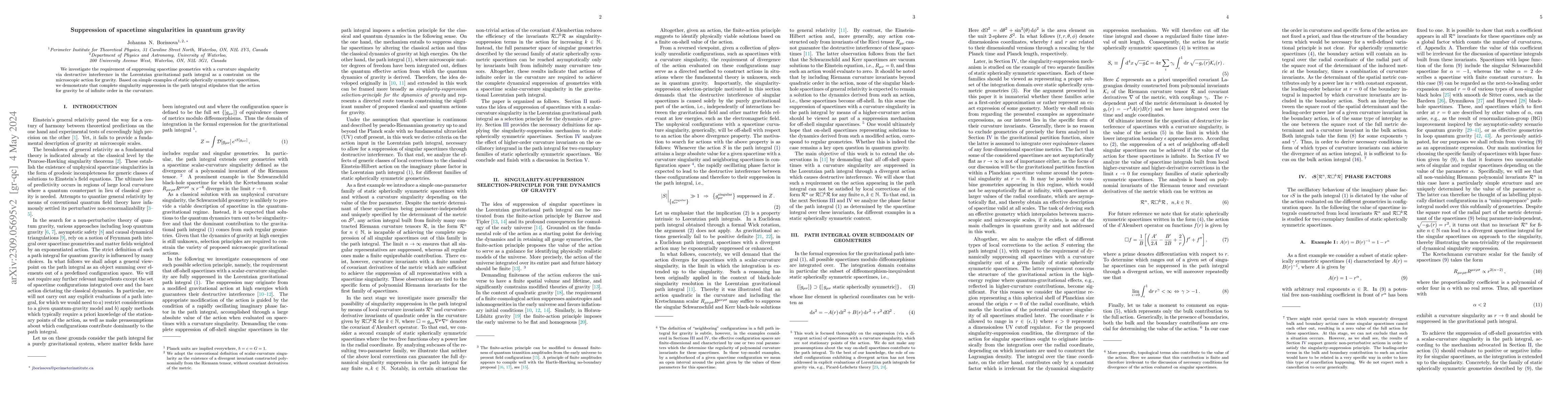 Thumbnail for Suppression of spacetime singularities in quantum gravity