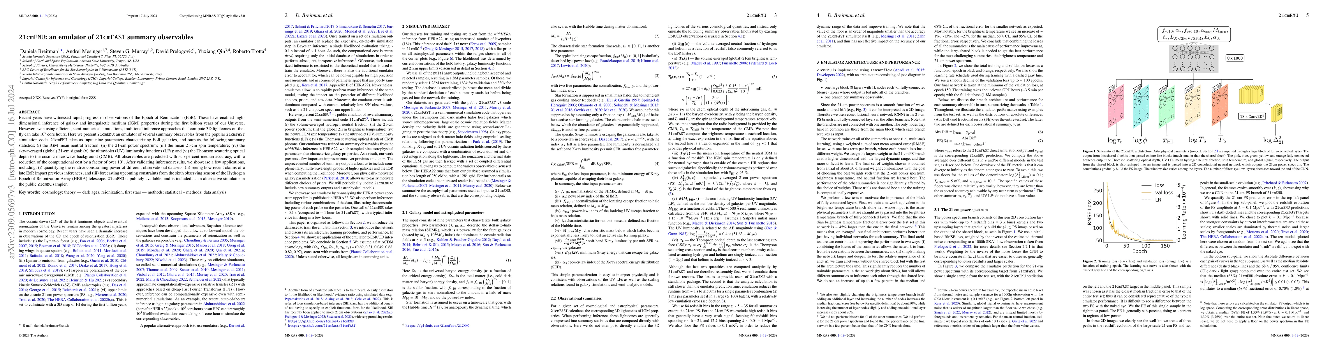 Thumbnail for 21cmEMU: an emulator of 21cmFAST summary observables