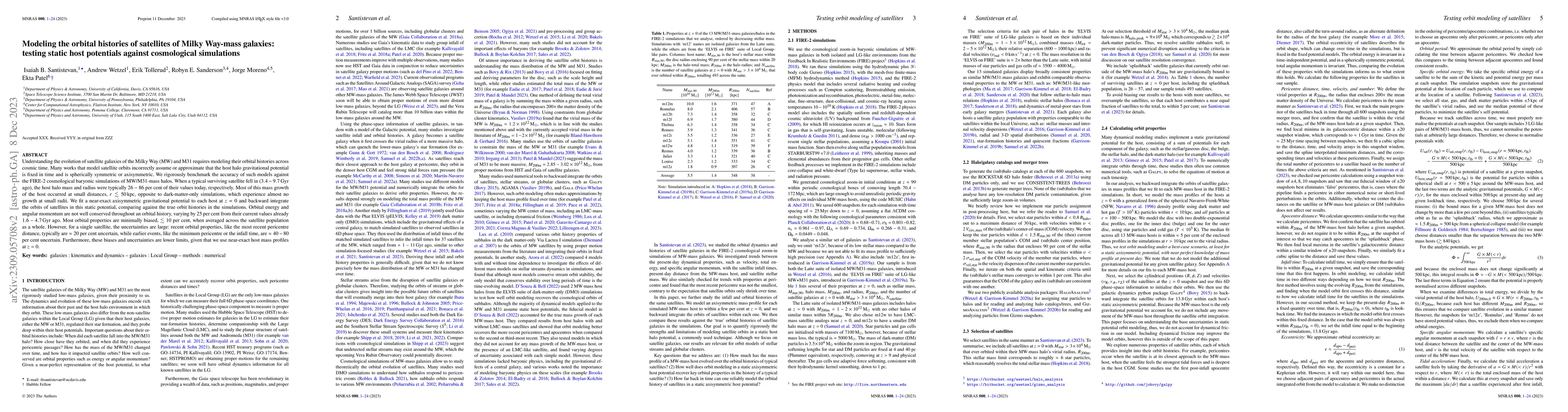 Thumbnail for Modeling the orbital histories of satellites of Milky Way-mass galaxies:
  testing static host potentials against cosmological simulations