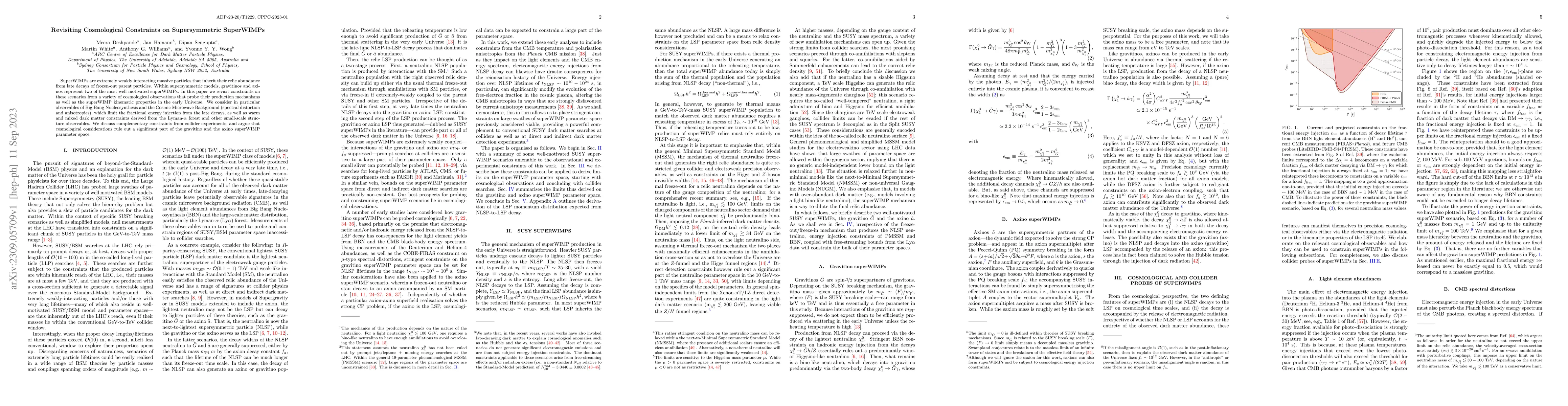 Thumbnail for Revisiting Cosmological Constraints on Supersymmetric SuperWIMPs