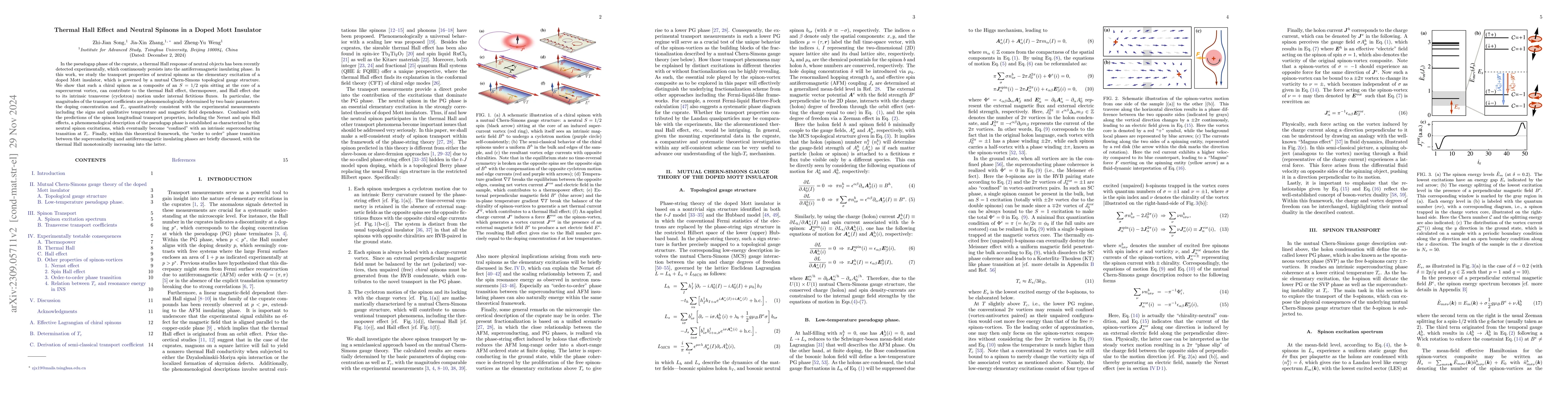 Thumbnail for Thermal Hall Effect and Neutral Spinons in a Doped Mott Insulator