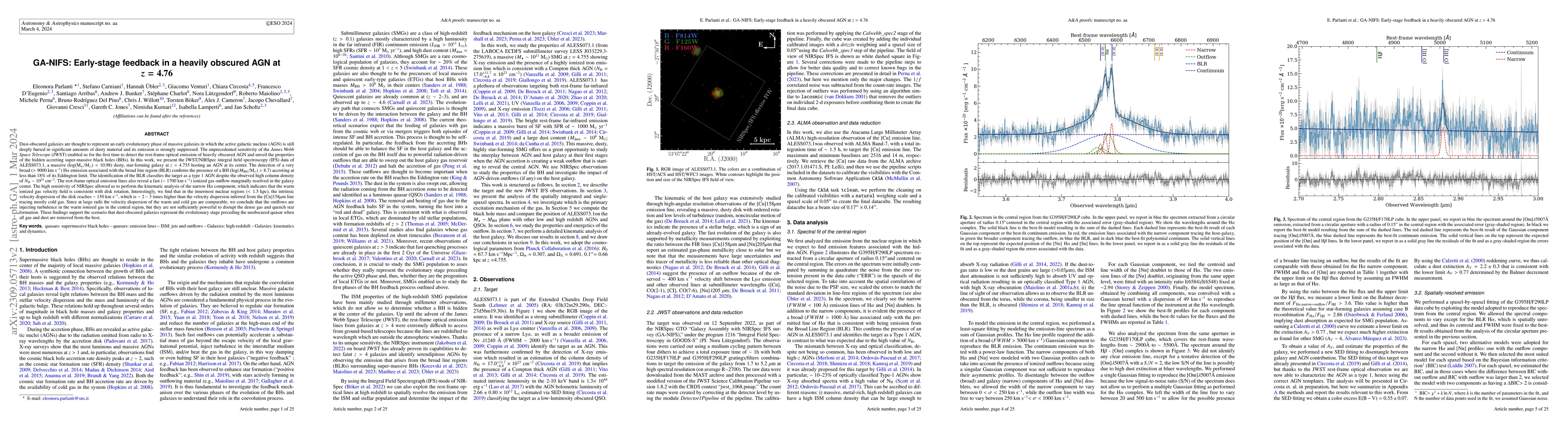 Thumbnail for GA-NIFS: Early-stage feedback in a heavily obscured AGN at $z=4.76$