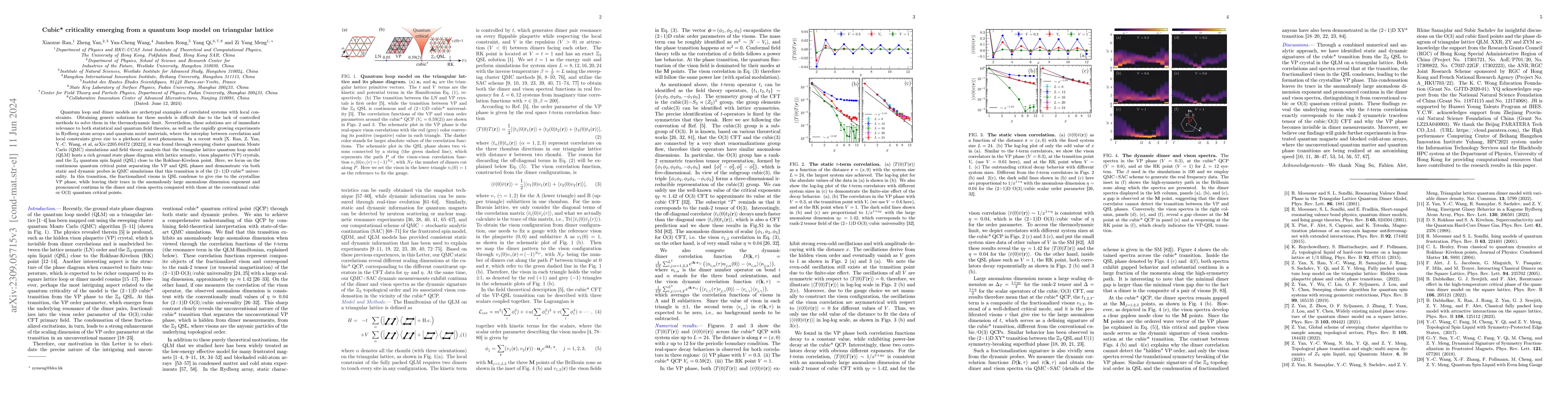 Thumbnail for Cubic* criticality emerging from a quantum loop model on triangular
  lattice