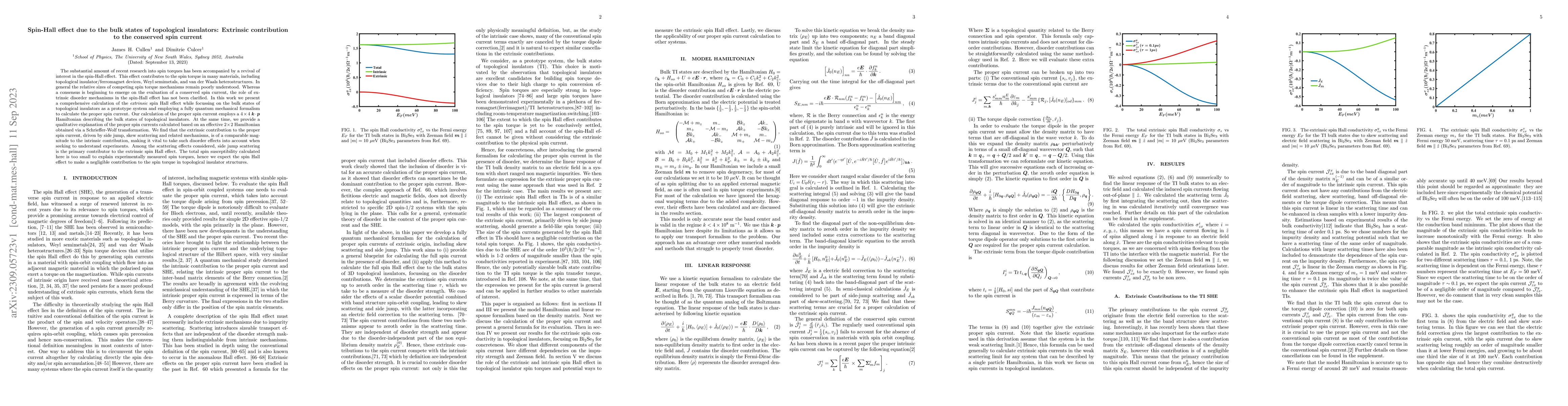 Thumbnail for Spin-Hall effect due to the bulk states of topological insulators:
  Extrinsic contribution to the conserved spin current