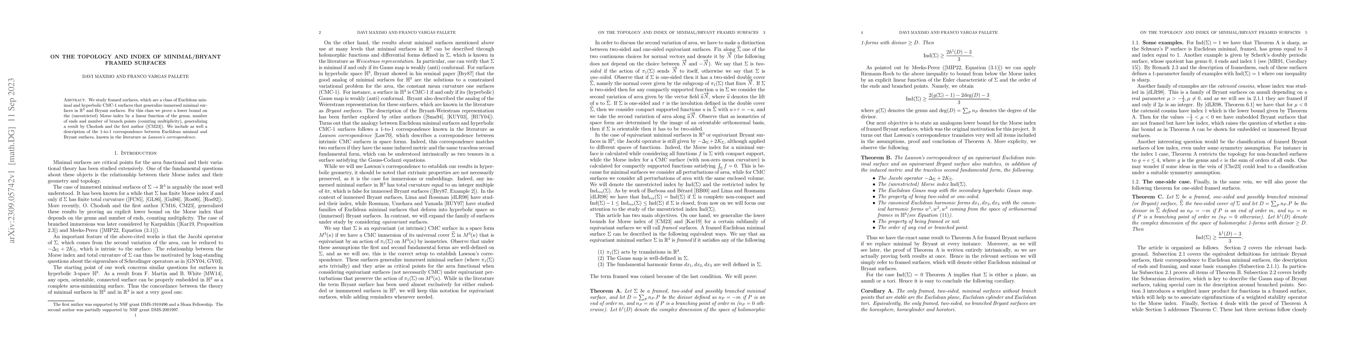 Thumbnail for On the topology and index of minimal/Bryant framed surfaces