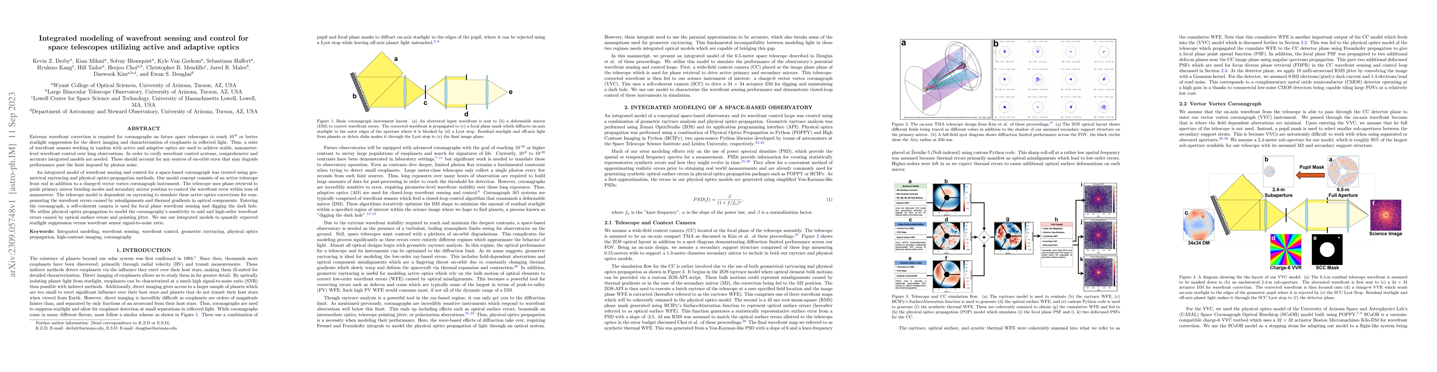 Thumbnail for Integrated modeling of wavefront sensing and control for space
  telescopes utilizing active and adaptive optics
