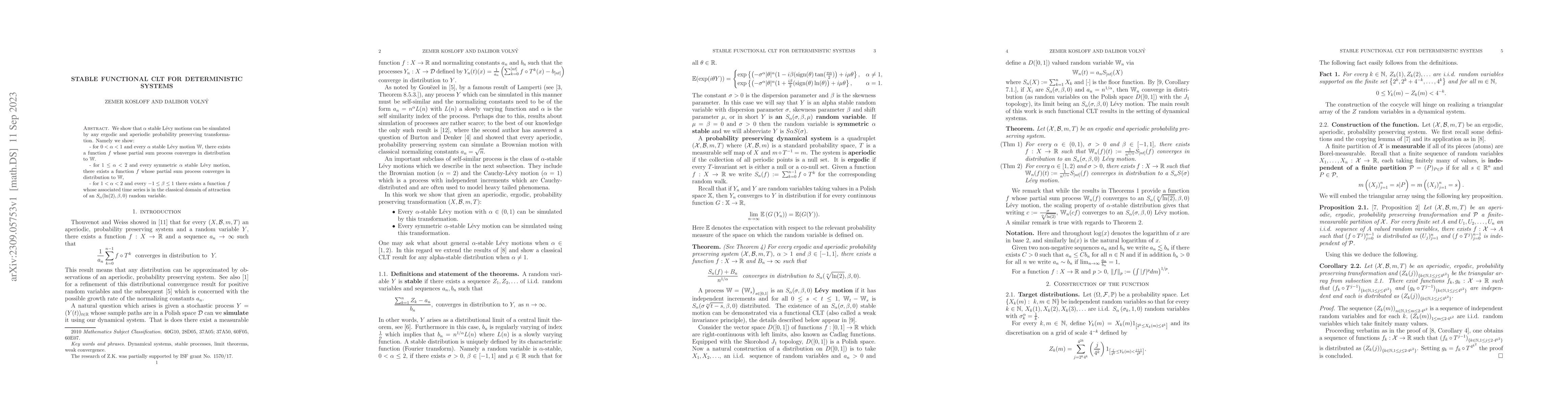 Thumbnail for Stable Functional CLT for deterministic systems