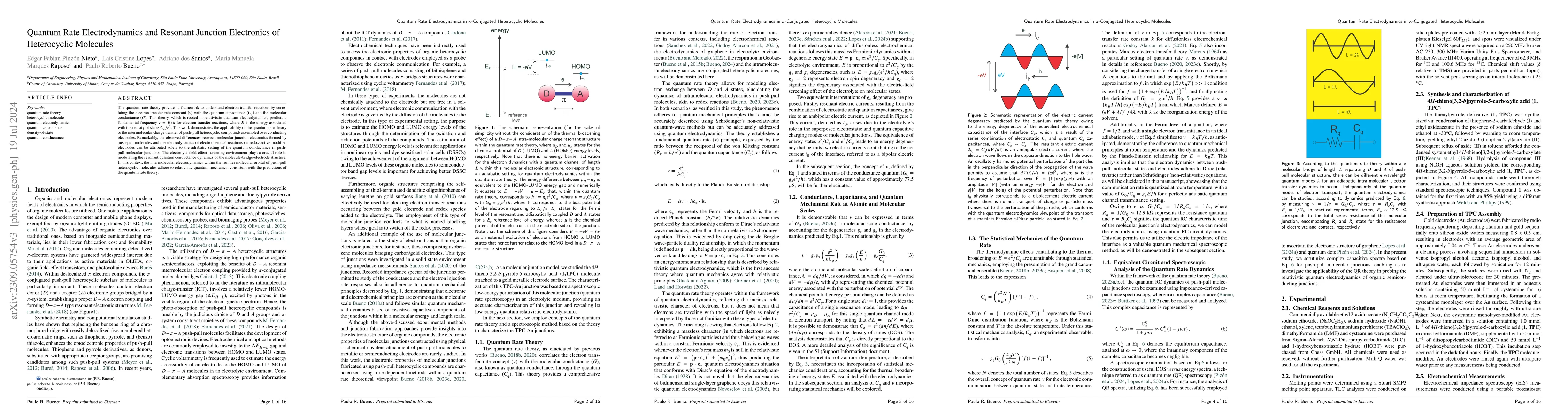 Thumbnail for Quantum Rate Electrodynamics and Resonant Junction Electronics of
  Heterocyclic Molecules