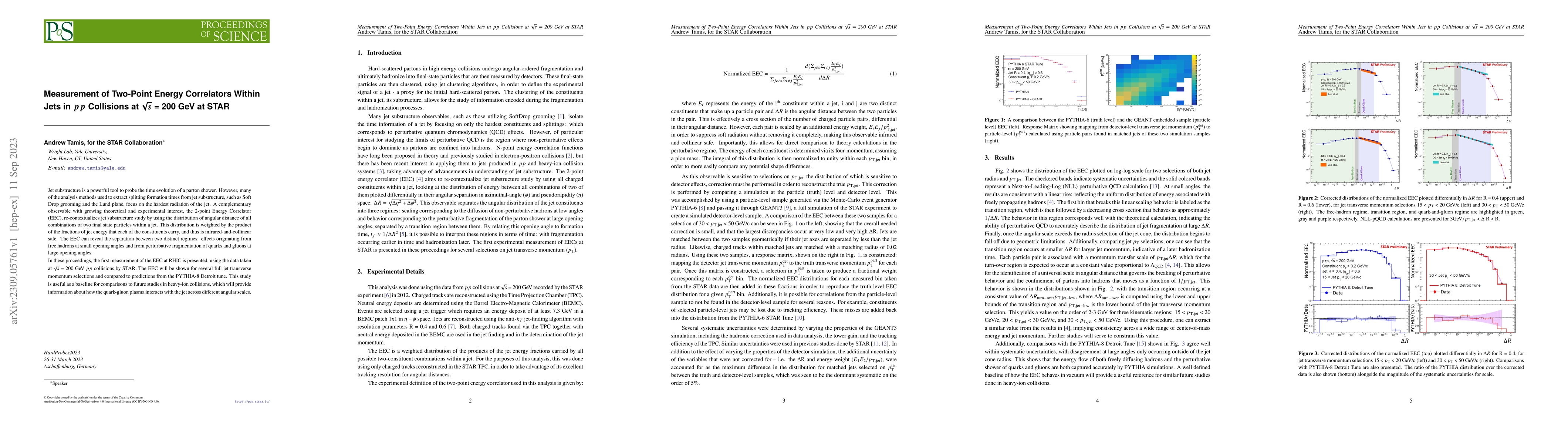 Thumbnail for Measurement of Two-Point Energy Correlators Within Jets in $pp$
  Collisions at $\sqrt{s}$ = 200 GeV at STAR