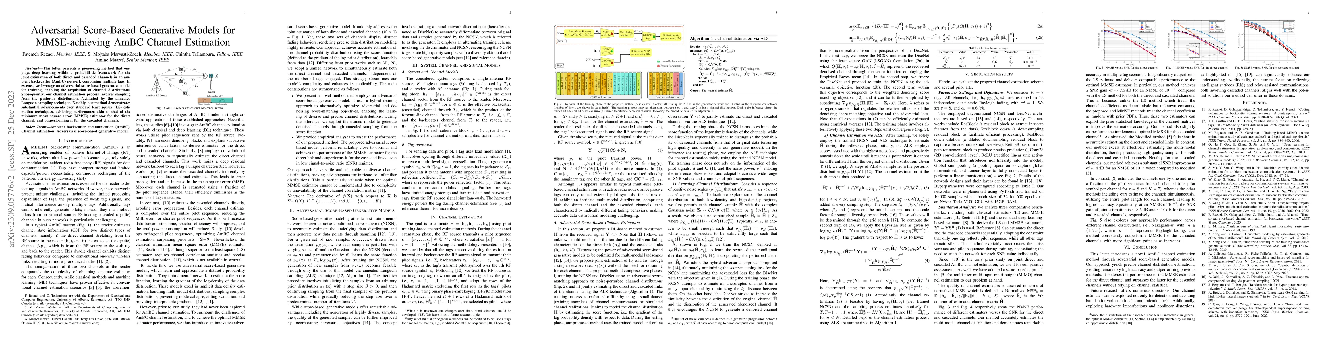 Thumbnail for Adversarial Score-Based Generative Models for MMSE-achieving AmBC
  Channel Estimation