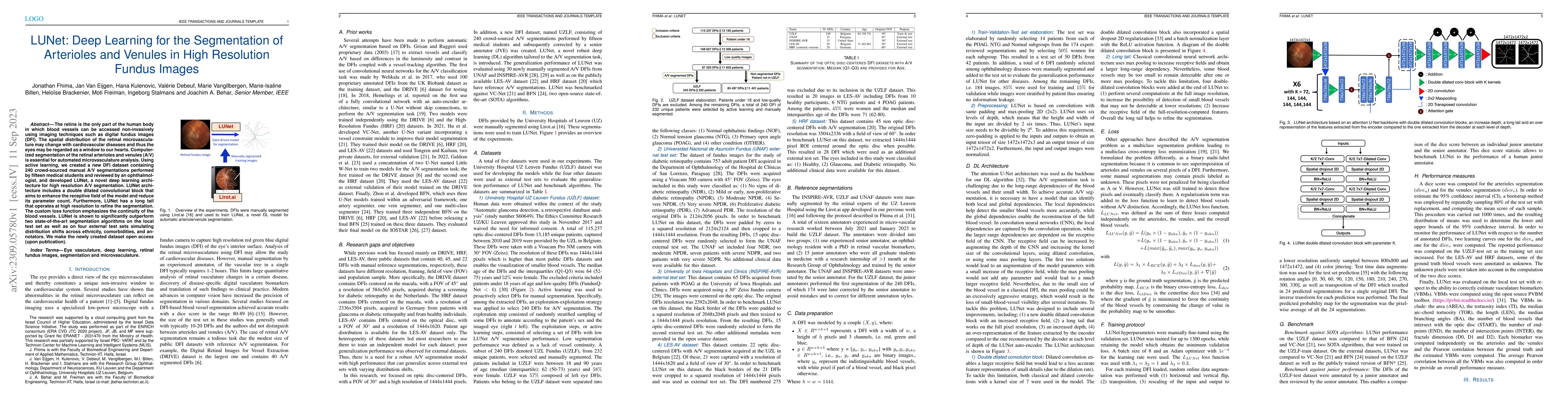 Thumbnail for LUNet: Deep Learning for the Segmentation of Arterioles and Venules in
  High Resolution Fundus Images