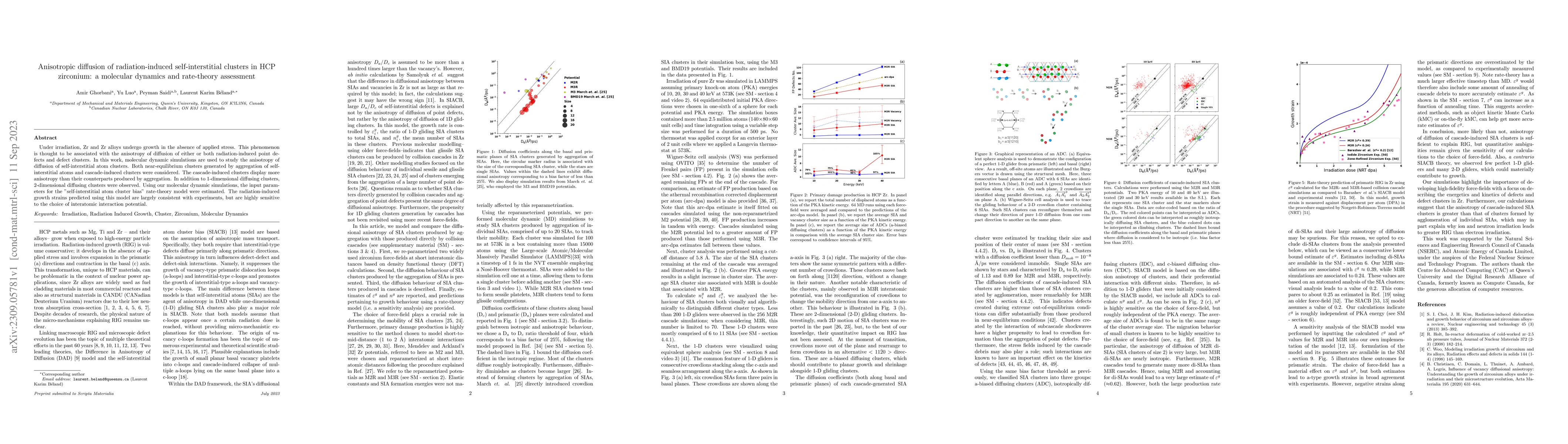 Thumbnail for Anisotropic diffusion of radiation-induced self-interstitial clusters in
  HCP zirconium: a molecular dynamics and rate-theory assessment