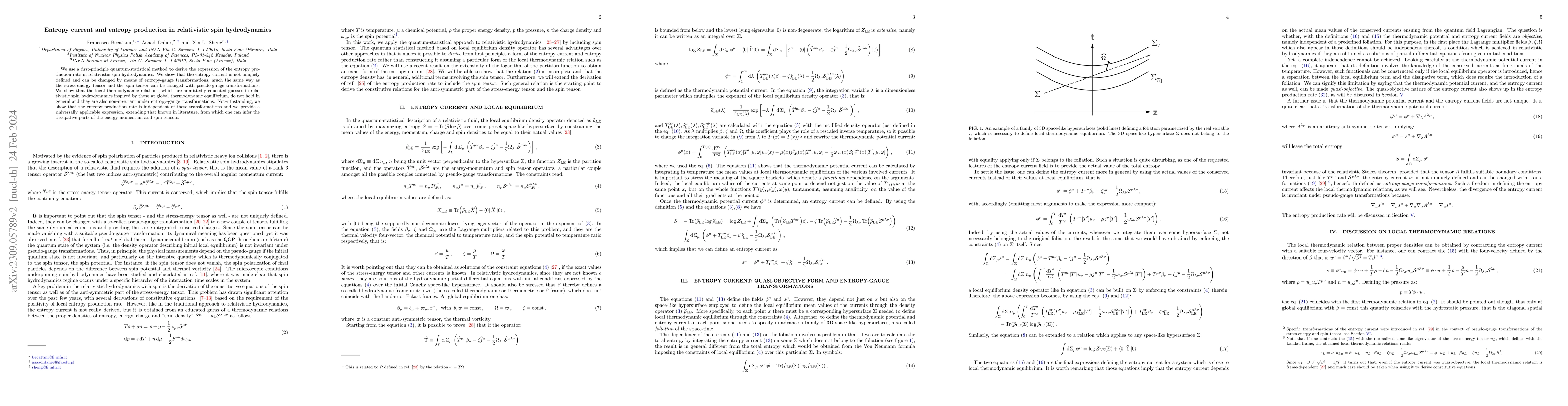 Thumbnail for Entropy current and entropy production in relativistic spin
  hydrodynamics