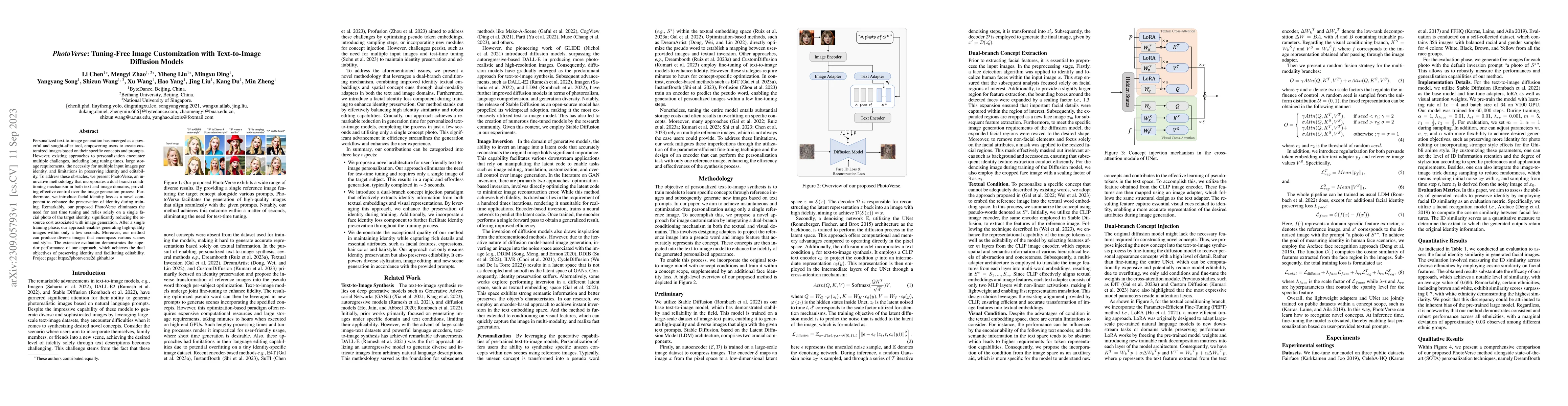 Thumbnail for PhotoVerse: Tuning-Free Image Customization with Text-to-Image Diffusion
  Models