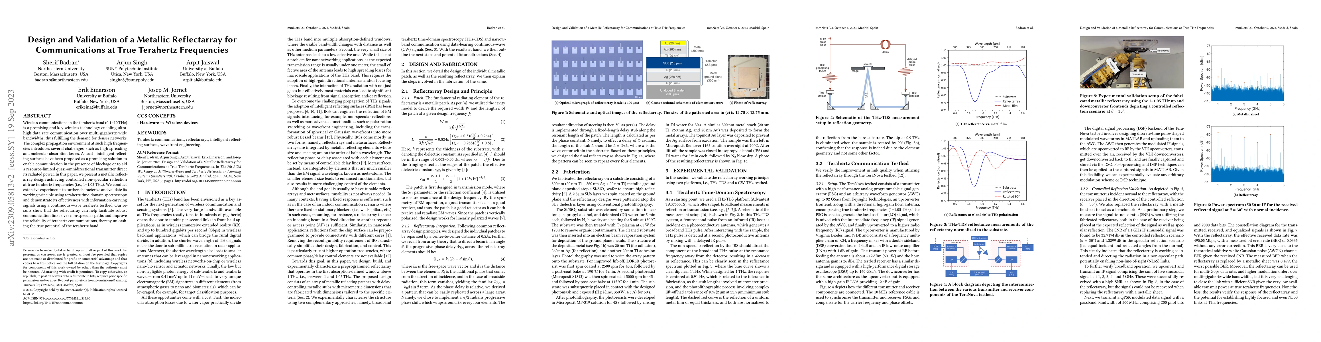 Thumbnail for Design and Validation of a Metallic Reflectarray for Communications at
  True Terahertz Frequencies