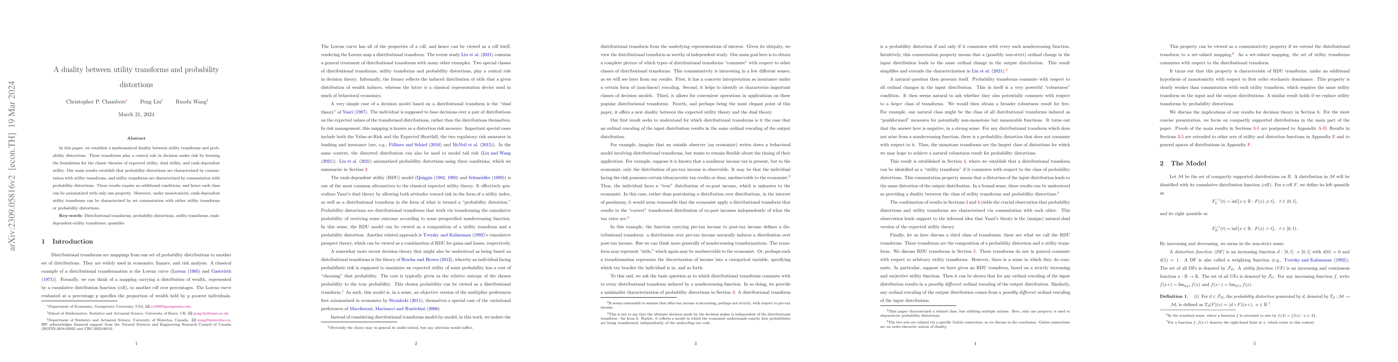 Thumbnail for A duality between utility transforms and probability distortions