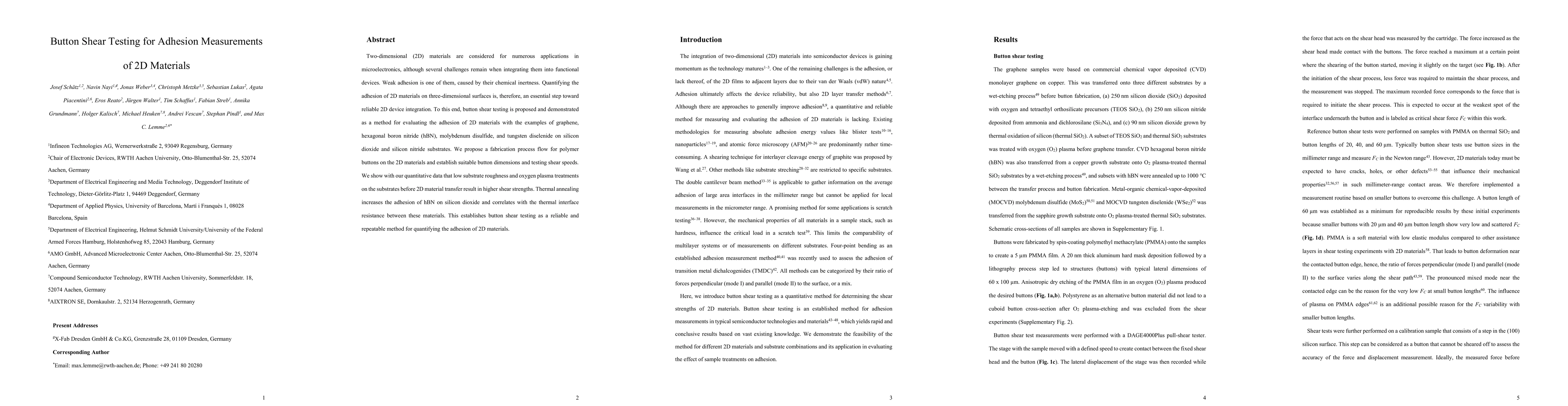 Thumbnail for Button Shear Testing for Adhesion Measurements of 2D Materials
