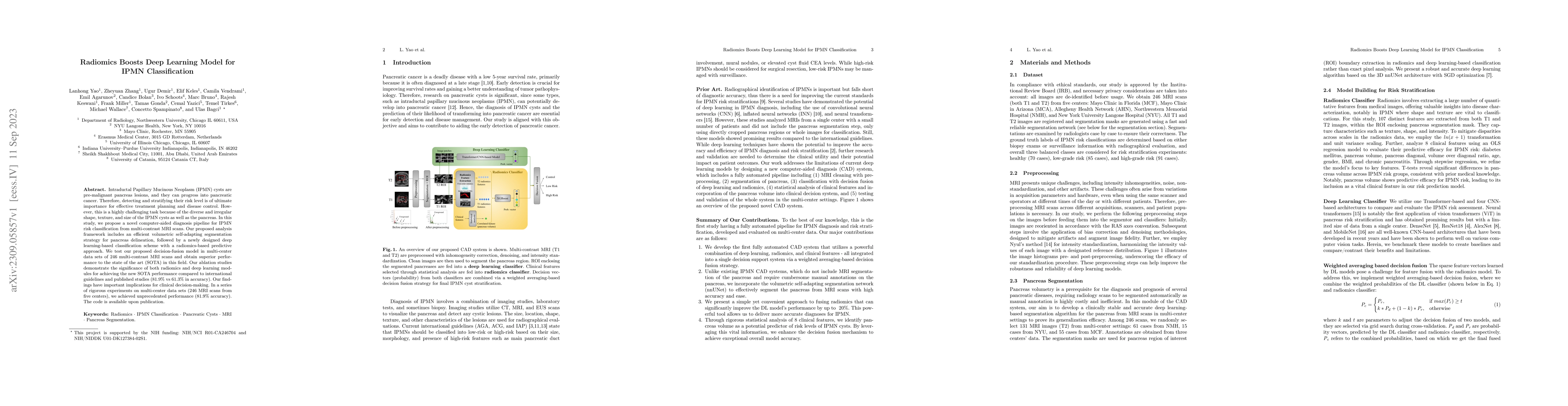 Thumbnail for Radiomics Boosts Deep Learning Model for IPMN Classification