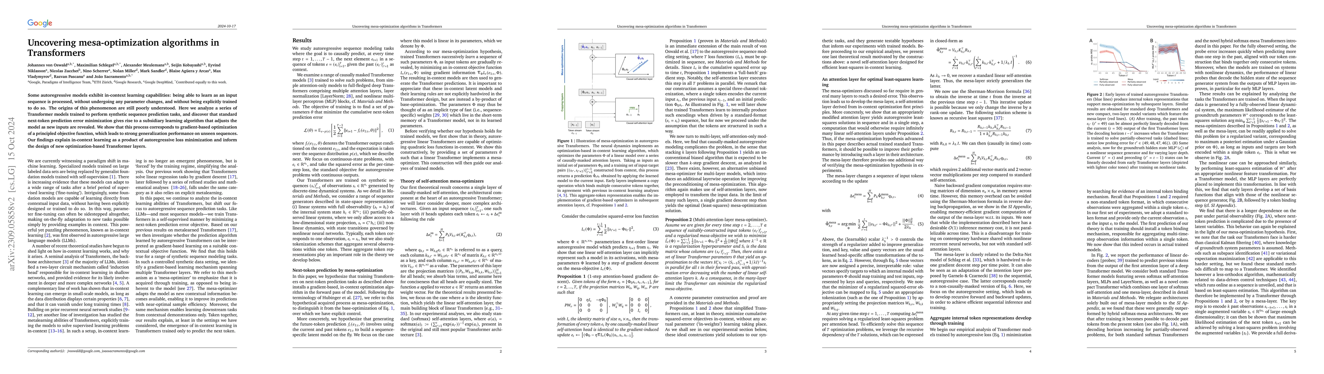 Thumbnail for Uncovering mesa-optimization algorithms in Transformers