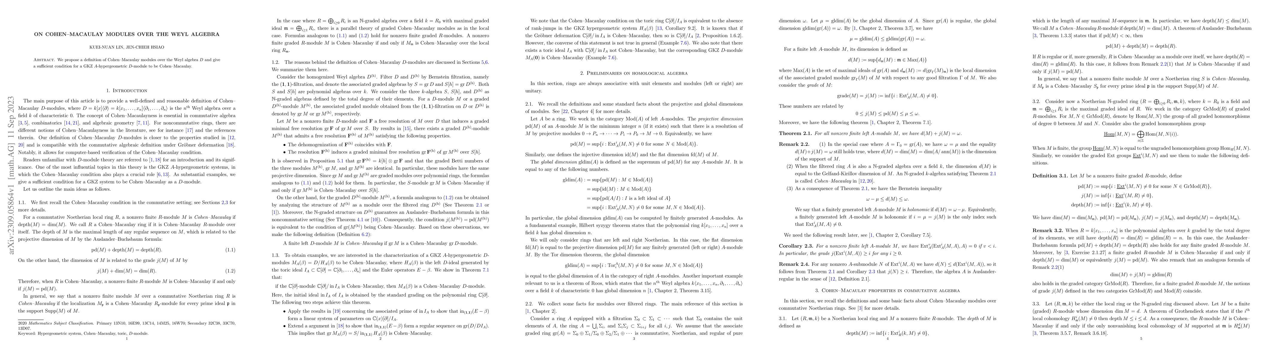Thumbnail for On Cohen--Macaulay modules over the Weyl algebra