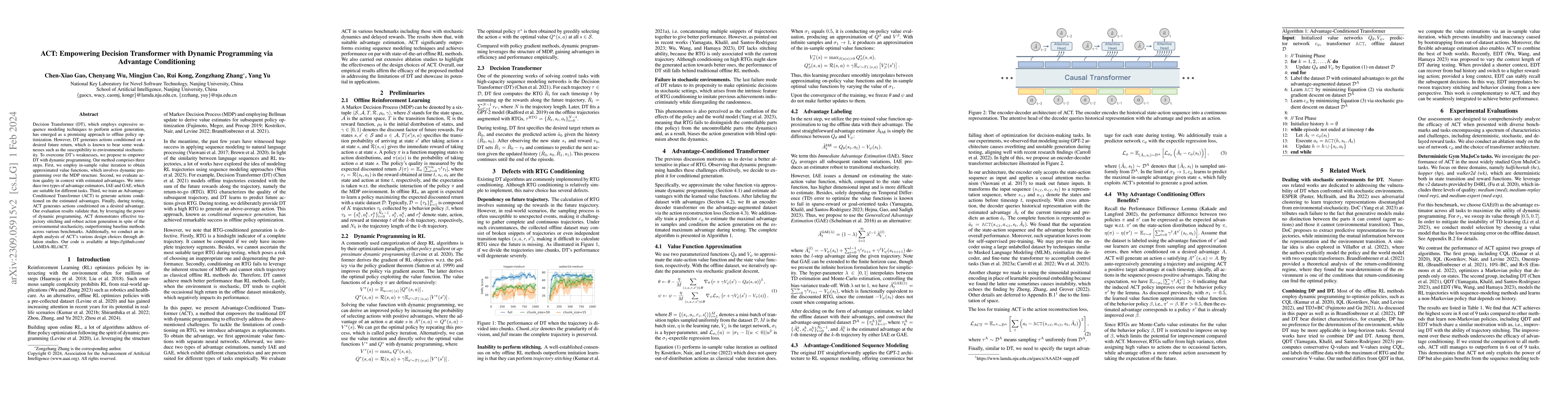 Thumbnail for ACT: Empowering Decision Transformer with Dynamic Programming via
  Advantage Conditioning