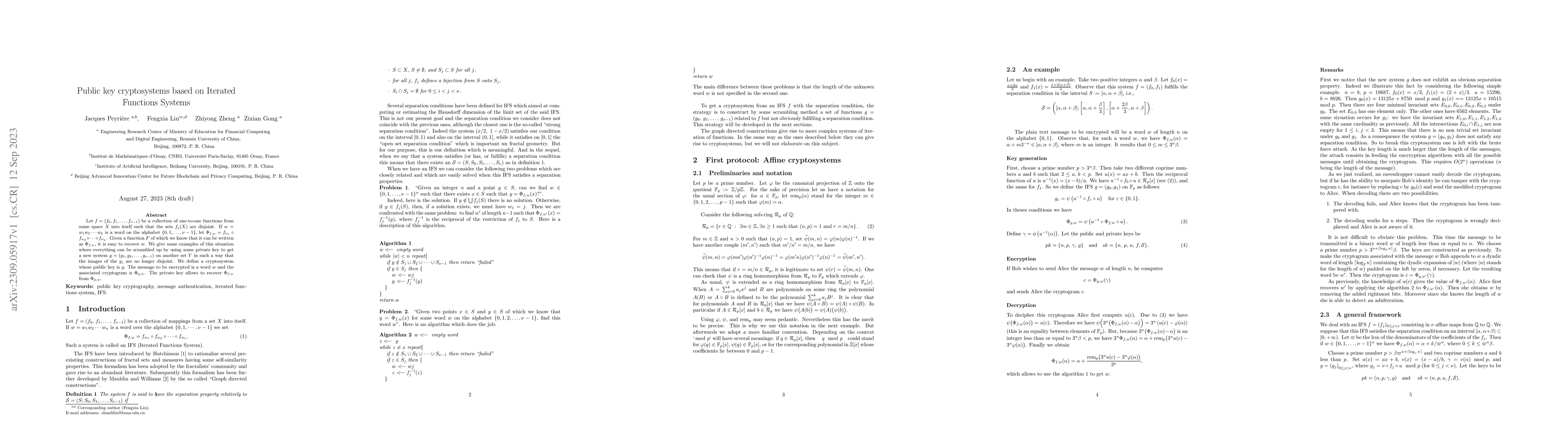 Thumbnail for Public key cryptosystems based on Iterated Functions Systems