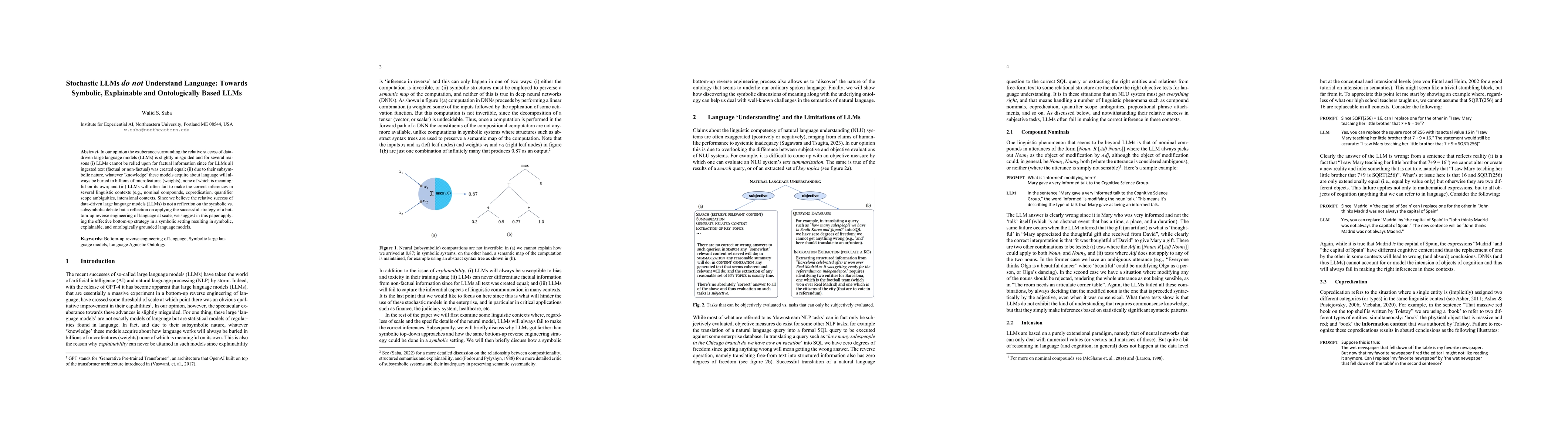 Thumbnail for Stochastic LLMs do not Understand Language: Towards Symbolic,
  Explainable and Ontologically Based LLMs