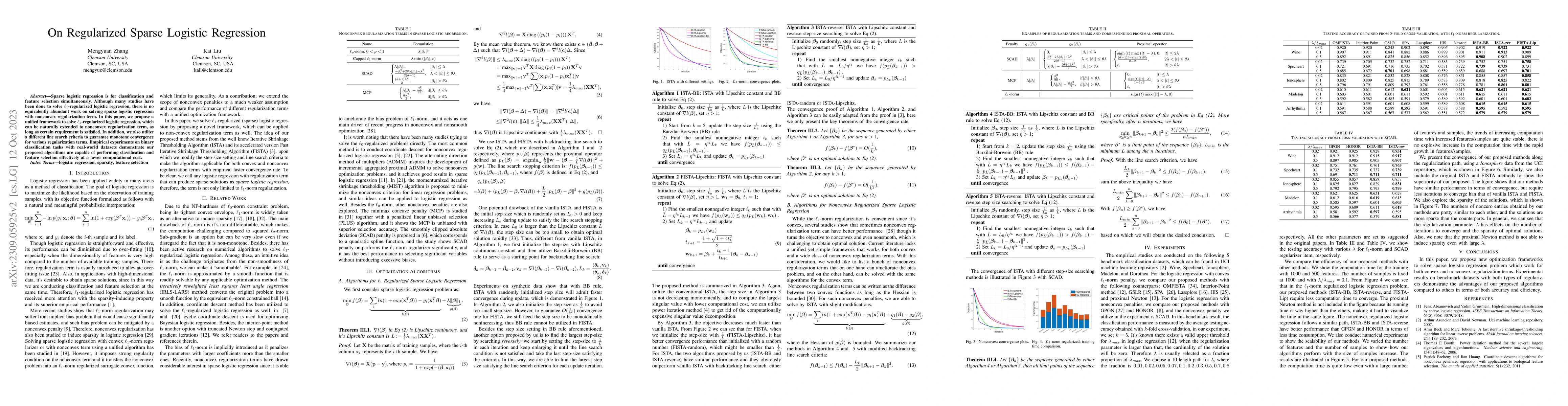 Thumbnail for On Regularized Sparse Logistic Regression