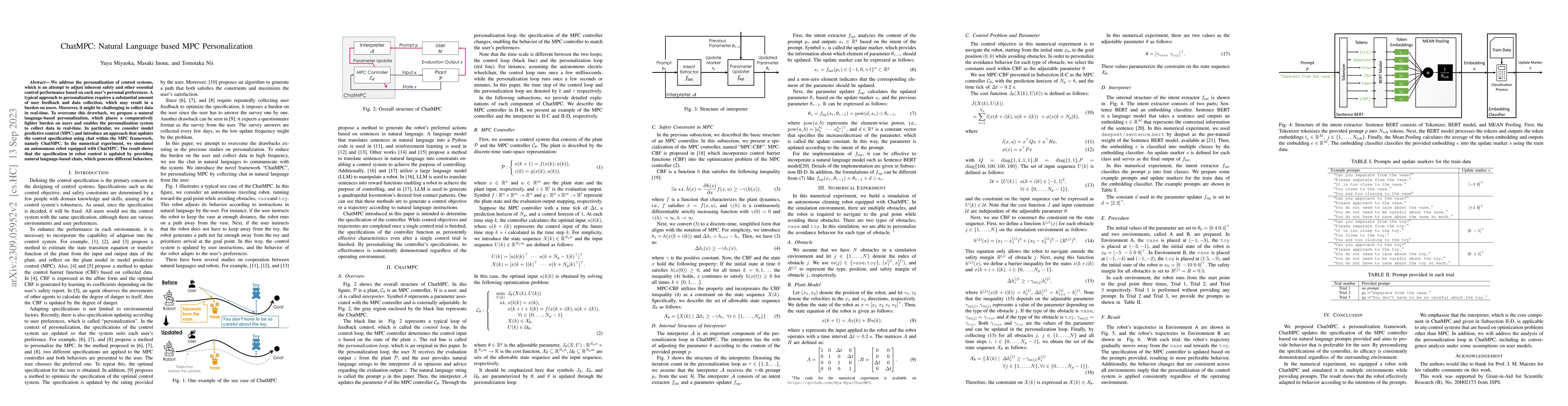 Thumbnail for ChatMPC: Natural Language based MPC Personalization