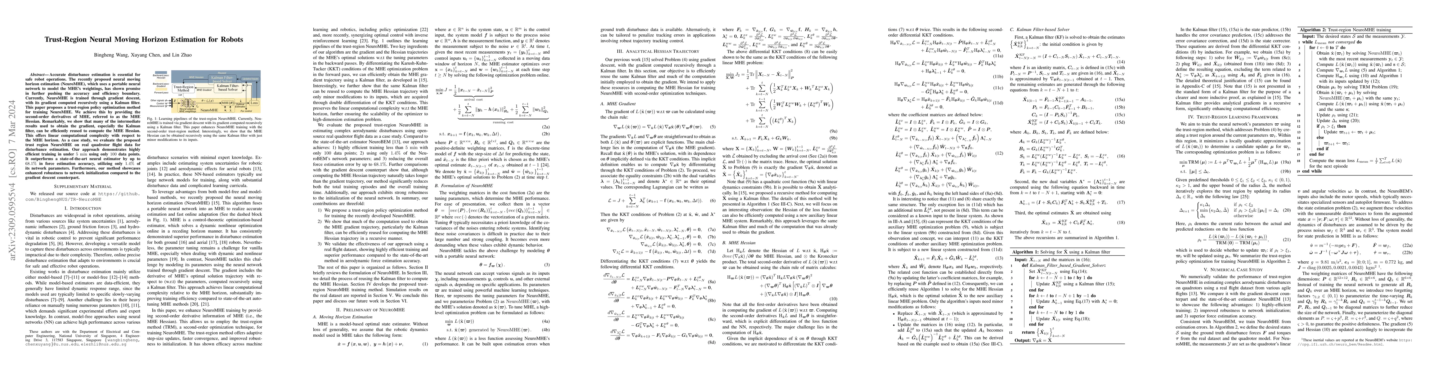 Thumbnail for Trust-Region Neural Moving Horizon Estimation for Robots