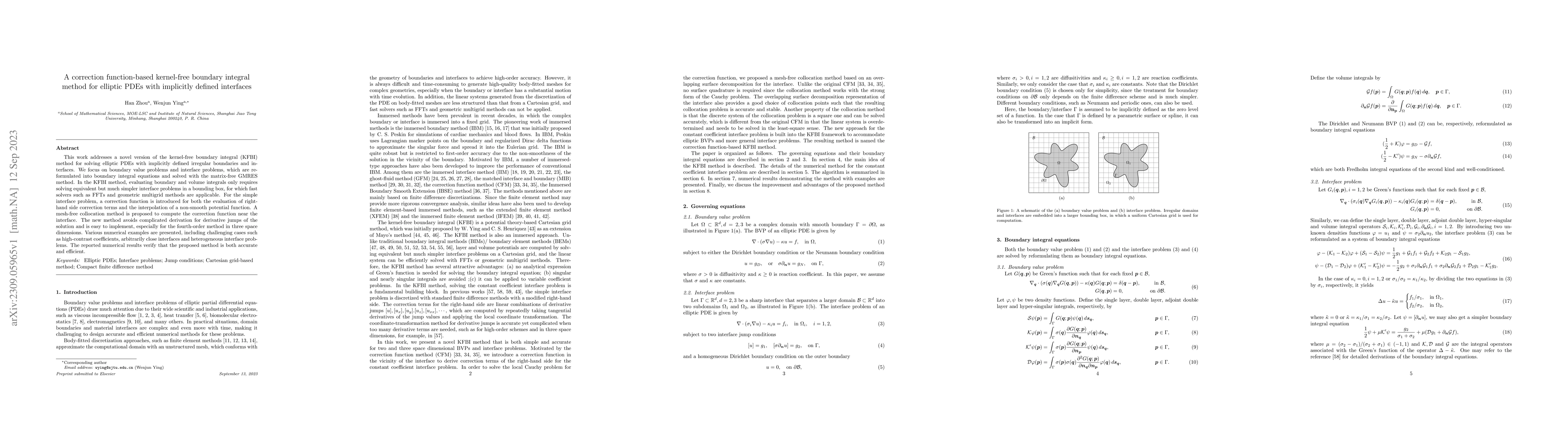 Thumbnail for A correction function-based kernel-free boundary integral method for
  elliptic PDEs with implicitly defined interfaces