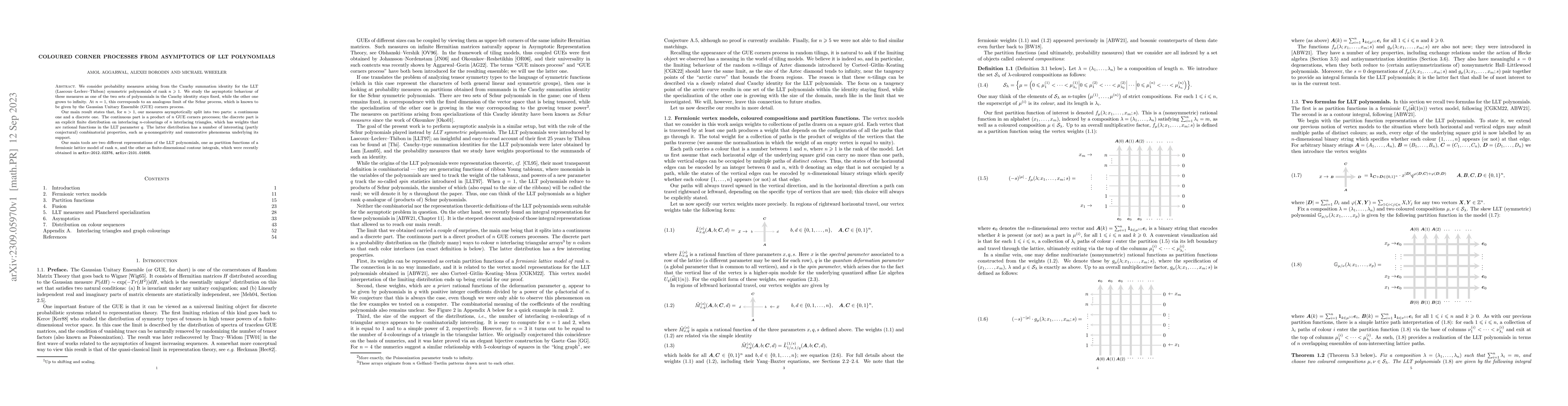 Thumbnail for Coloured corner processes from asymptotics of LLT polynomials