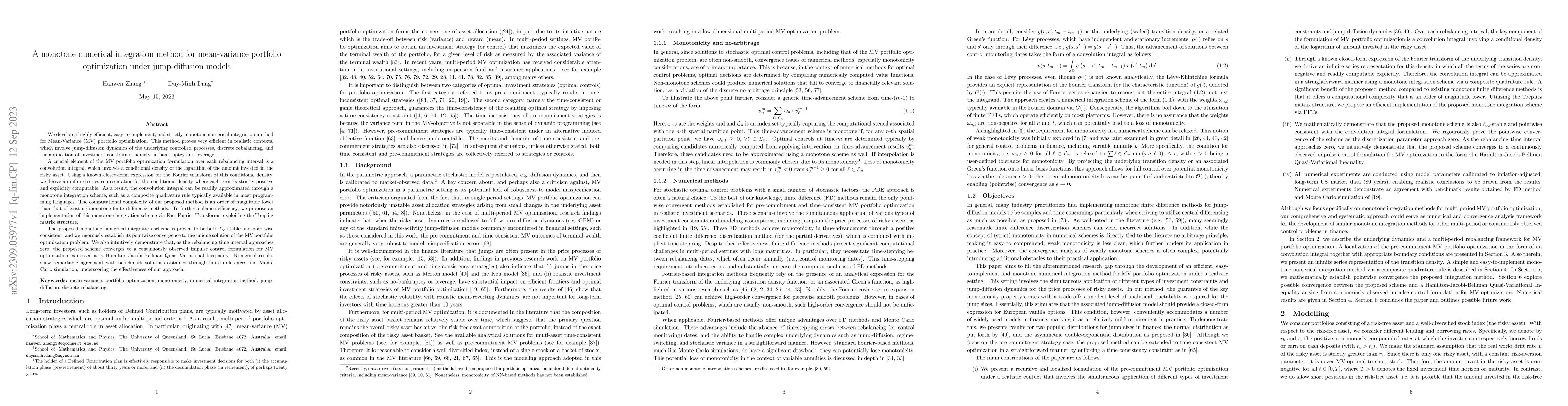 Thumbnail for A monotone numerical integration method for mean-variance portfolio
  optimization under jump-diffusion models