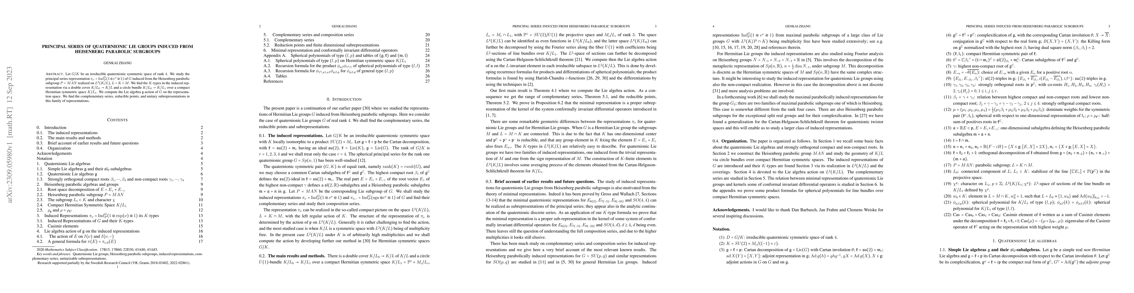 Thumbnail for Principal series of quaternionic Lie groups induced from Heisenberg
  parabolic subgroups