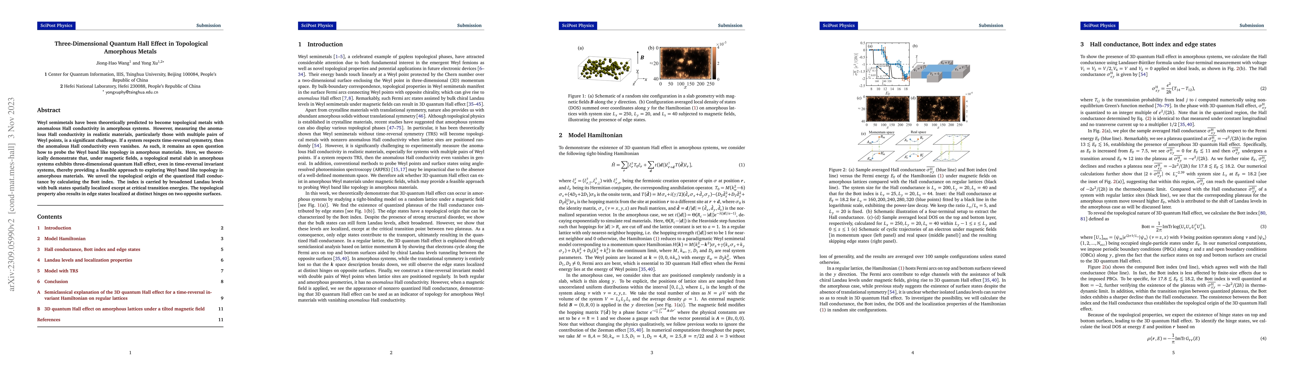 Thumbnail for Three-Dimensional Quantum Hall Effect in Topological Amorphous Metals