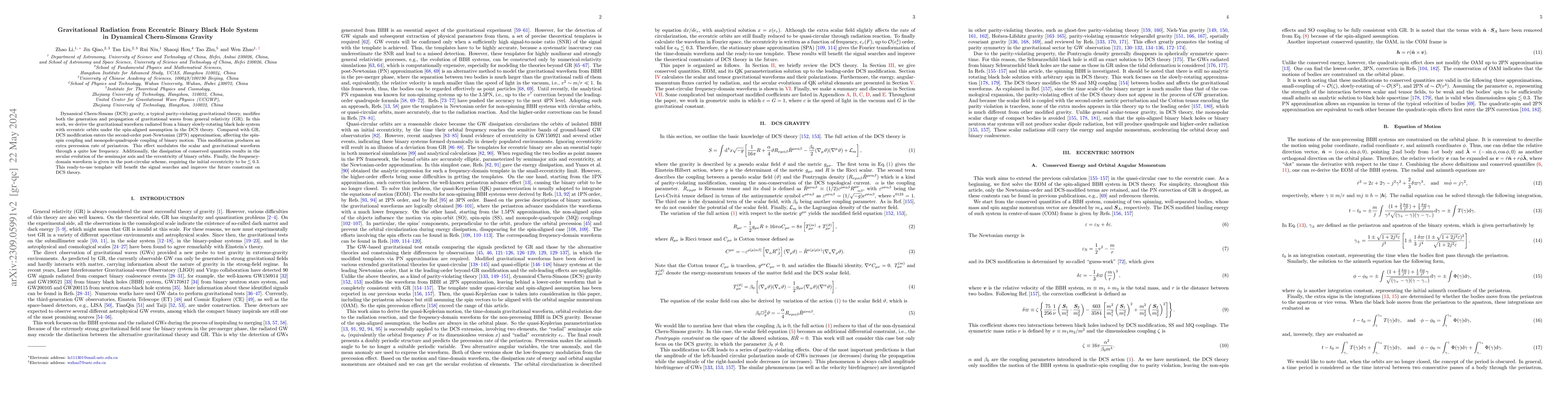 Thumbnail for Gravitational Radiation from Eccentric Binary Black Hole System in
  Dynamical Chern-Simons Gravity